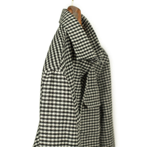"Giubbottino" shirt-jacket in black & cream shepherd check wool