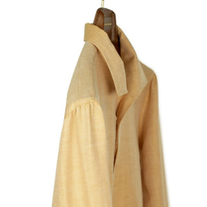 Peach linen wool herringbone popover shirt, one-piece "Miami" collar
