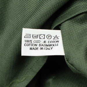 Long sleeve polo in dark green superfine cotton pique, one-piece Miami collar