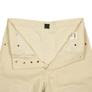 Double knee trouser in reversed cream brushed back cotton twill