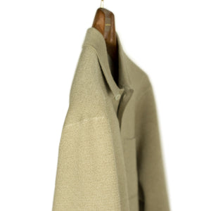 Molded polo in light beige silk and mohair mix