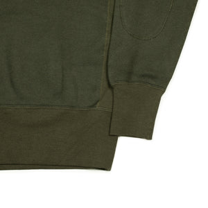 Crewneck fleece sweatshirt in dark olive cotton and lyocell