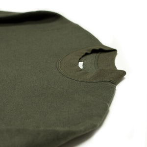 Crewneck fleece sweatshirt in dark olive cotton and lyocell