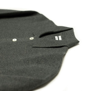 Molded polo in charcoal silk and mohair mix