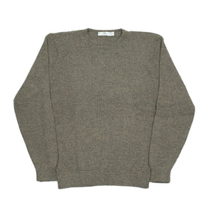 "Bulrush" mixed brown alapaca and silk seed-stitch crewneck sweater