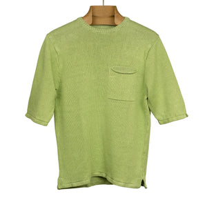 Exclusive knit pocket tee shirt in Pistachio linen