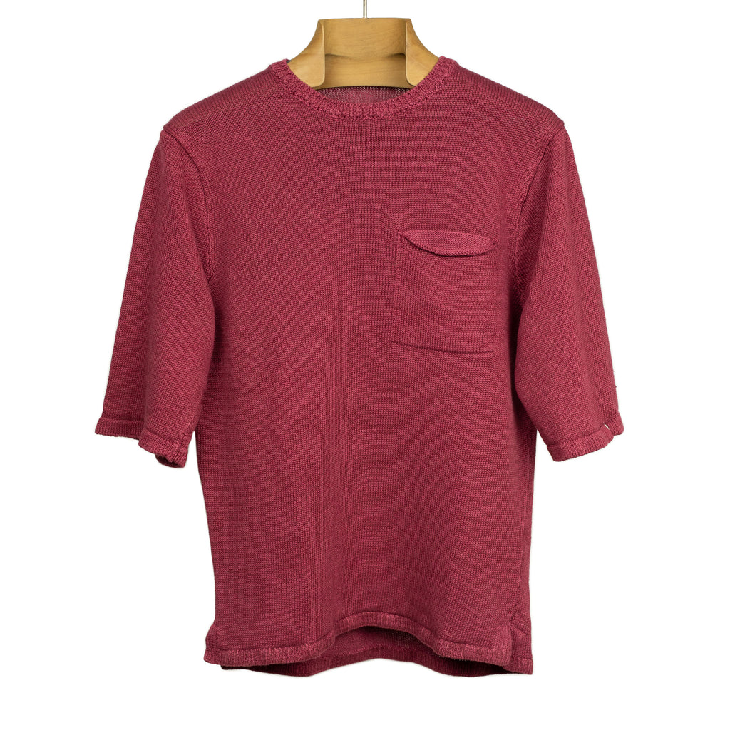 Inis Meain Exclusive knit pocket tee shirt in Raspberry linen – No Man ...