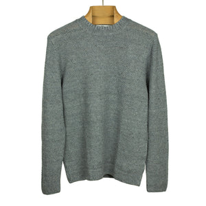 All-over moss stitch crewneck sweater in grey linen