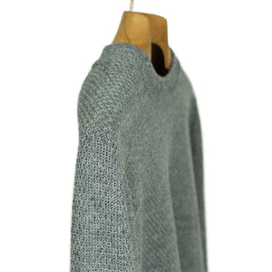 All-over moss stitch crewneck sweater in grey linen