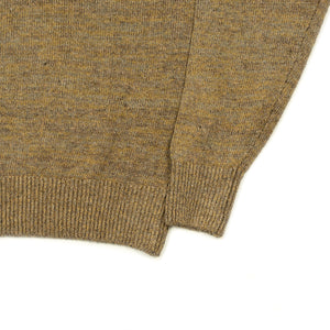 Crewneck sweater in Gorse donegal tobacco brown linen