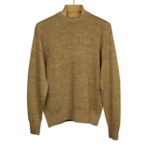 Crewneck sweater in Gorse donegal tobacco brown linen