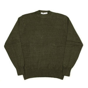 Crewneck sweater in Cypress green linen