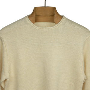Rolled edge tunic sweater in Mist off-white linen (restock)