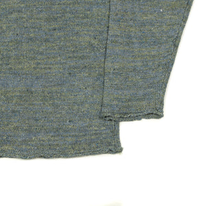 Rolled edge tunic sweater in Oyster blue-green linen