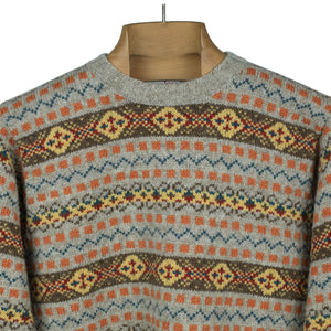 The Duke Fair Isle crewneck sweater, greige, orange, brown & blue (restock)