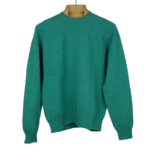 Shetland wool crewneck sweater, Verdigris green (restock)