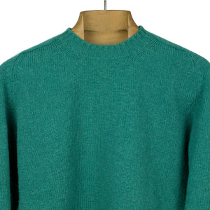 Shetland wool crewneck sweater, Verdigris green (restock)