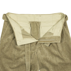 Belted trousers in beige cotton corduroy