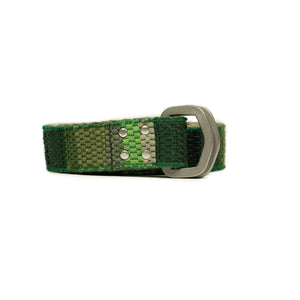 D-ring belt in green sakiori trim