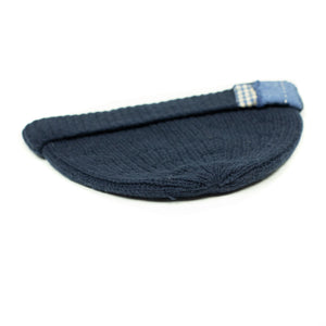 Watch cap in navy boro patched wool