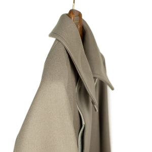 Traveler Coat in dove grey extra fine reverse cloth melton wool