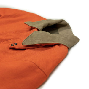 Chore jacket in orange cotton/linen duck canvas
