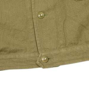 Mechanic jacket in olive green cotton and linen twill