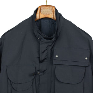 Photographer jacket in navy water-resistant polyester and paper