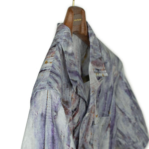 Camp collar shirt in purple seashell print cotton