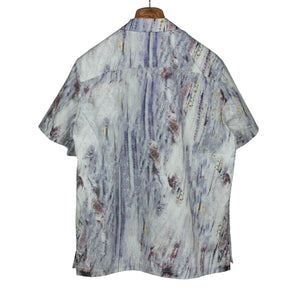 Camp collar shirt in purple seashell print cotton