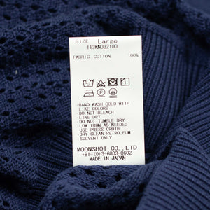 V-neck sweater vest in navy mixed density cotton knit