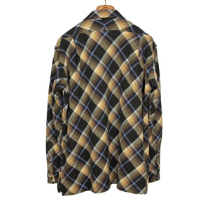 "Come-Up-To-The-Studio" shirt in black, yellow and blue check wool boucle