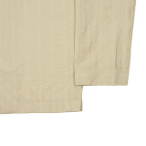 "Le Plage Pyjama" shirt in ecru jacquard stripe cotton and silk poplin