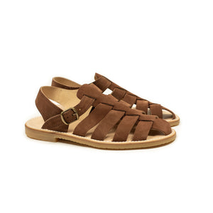 Exclusive Jerome sandals in rust suede with gum sole
