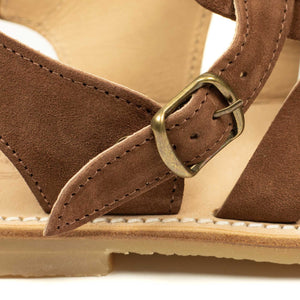 Exclusive Jerome sandals in rust suede with gum sole