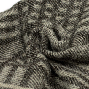 "Balta" throw blanket in natural grey plaid soft Shetland wool