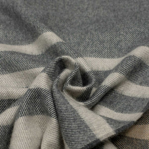 "Misty Plaid" throw blanket in dove grey, brown, and charcoal cashmere