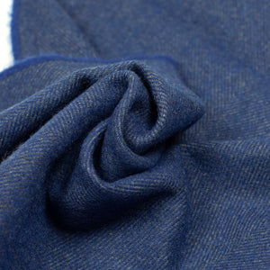 Herringbone scarf in cobalt blue and grey cashmere