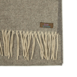 Herringbone scarf in taupe and ecru cashmere