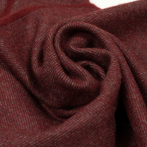Herringbone scarf in burgundy and grey cashmere
