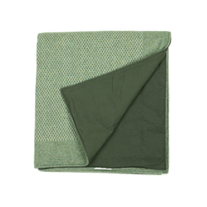 Waxed back picnic blanket in seagrass green diamondweave lambswool