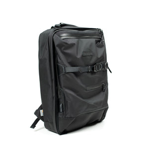 "Potential" two-way backpack in black Cordura and leather