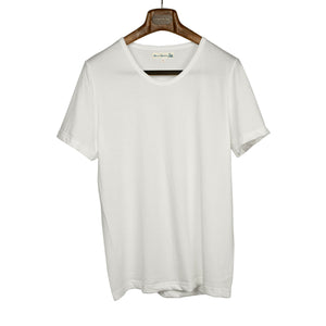 Box set of 3 white 1970's scooped v-neck cotton t-shirts (restock)