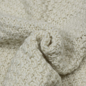 Chamula handknit "Double rice grain"pullover in ivory Merino wool