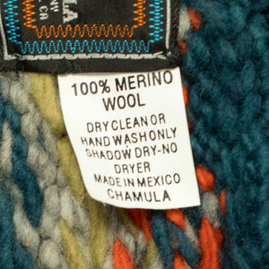 Chamula handknit cowichan-style zipped cardigan in Agean blue fair isle merino wool (restock)
