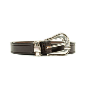 Extended 1 inch Western belt in havana brown leather (restock)