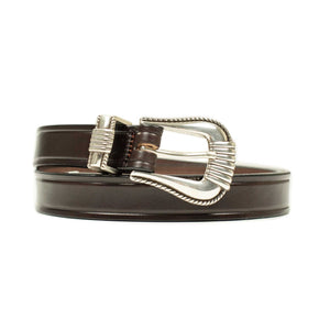 Extended 1 inch Western belt in havana brown leather (restock)