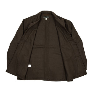 Italian Jail Jacket in brown basketweave wool flannel
