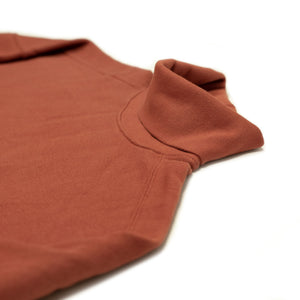 Turtleneck sweatshirt in burnt orange cotton fleece