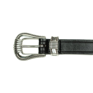 Extended Western belt in black leather